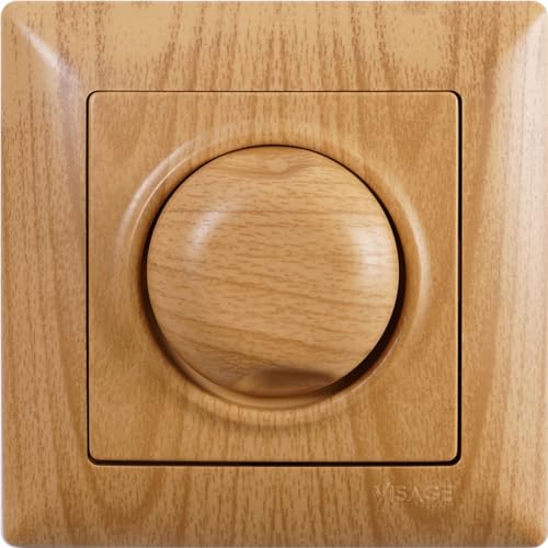 Gunsan Visage Dimmer Switch 1000W / VA mit Rahmen Unterputz Holz-Optik Achornholz Achorn Helligkeitsregler 32A von Gunsan