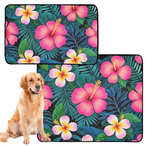 3 x Hunde-Uriniertablett für den Innenbereich, waschbar, rutschfeste Matte für Hunde für den Strand, 50,8 x 61 cm, Hibiskus-Blumenmuster von GuoChe