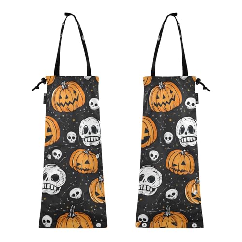 Auto Müllbeutel Müllsack für Autos Müllsack für Auto 2er Set Kleine Mülleimer für Auto Lustige Skelette Kürbisse Muster Schwarz Auto Müllbeutel Müllsack für Autos Müllsack für Auto 2er Set Kleine Mülleimer für Auto Lustige Skelette Kürbisse Muster Schwarz von GuoChe