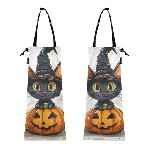 Auto-Müllbeutel zum Aufhängen, kleiner Auto-Mülleimer, Müllsack für Auto-Mülleimer, Halloween, Kürbis, Katze, 2 Stück Auto-Müllbeutel zum Aufhängen, kleiner Auto-Mülleimer, Müllsack für Auto-Mülleimer, Halloween, Kürbis, Katze, 2 Stück von GuoChe