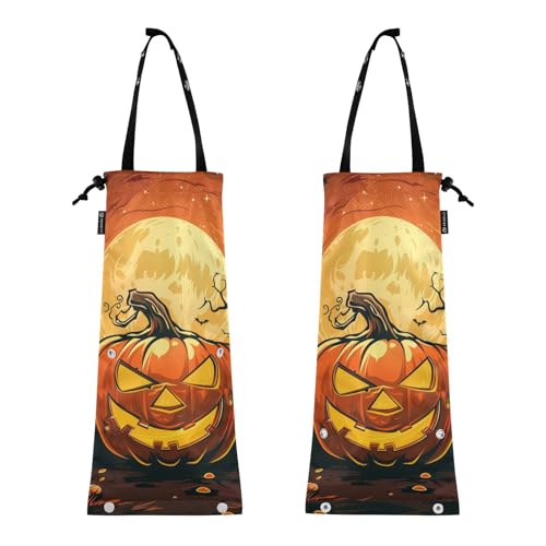 Auto-Mülleimer, Auto-Mülleimer, Müllsack für Auto, 2 Stück, kleiner Auto-Mülleimer, Halloween-Hintergrund mit gruseligem Kürbis von GuoChe