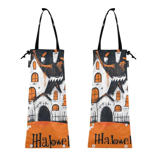 Auto Mülleimer Müllsack Müllsack für LKW 2 Stück Müllbehälter für Auto Happy Halloween Fledermäuse & Kürbisspaß von GuoChe