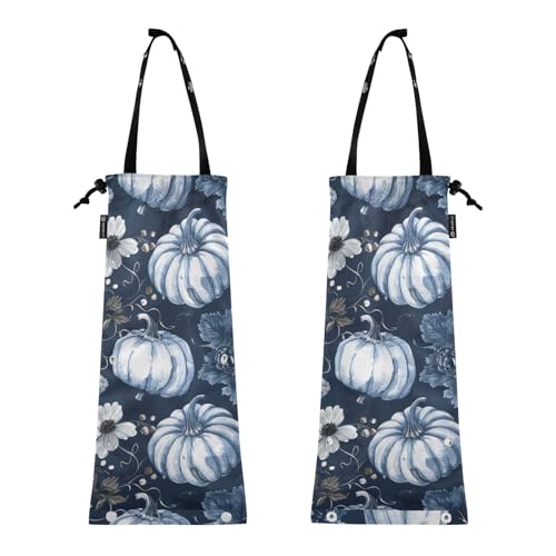 Auto-Mülleimer Müllsack Müllsack für LKW 2 Stück Mülleimer für Auto Floral Halloween Blau und Weiß Kürbisse Auto-Mülleimer Müllsack Müllsack für LKW 2 Stück Mülleimer für Auto Floral Halloween Blau und Weiß Kürbisse von GuoChe