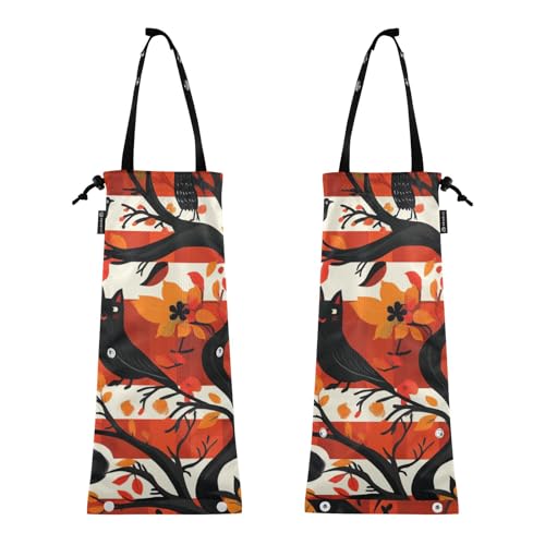 Auto-Mülleimer kleine Müllbeutel für Auto Müllsack für Auto Müll 2 Stück Van Mülleimer Halloween Floral Crow Tree von GuoChe
