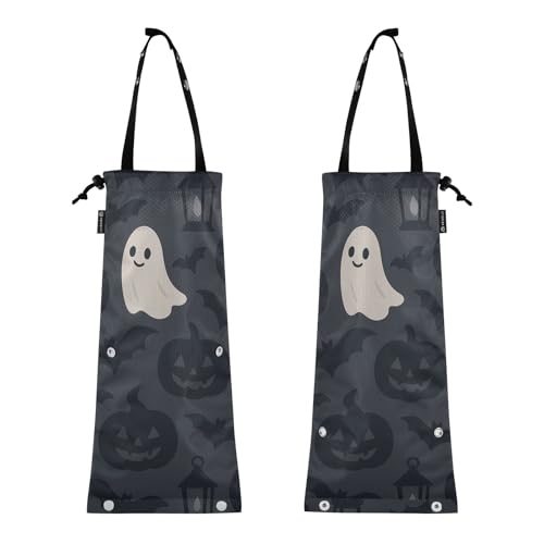 Auto-Müllsack zum Aufhängen, Auto-Müllbeutel für Auto, 2 Stück, Auto-Mülleimer, Rücksitz, Halloween-Muster – Schattenpuppen-Thema von GuoChe
