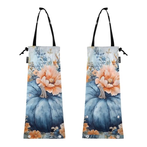 Auto-Müllsack zum Aufhängen, kleiner Auto-Müllbeutel für Autos, 2 Stück, Autositz-Mülleimer, Aquarell, blauer Kürbis, Blumen-Kürbisse Auto-Müllsack zum Aufhängen, kleiner Auto-Müllbeutel für Autos, 2 Stück, Autositz-Mülleimer, Aquarell, blauer Kürbis, Blumen-Kürbisse von GuoChe