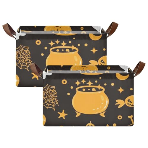 Ghosts Cauldrons Spiders Storage Basket Bins for Cube Storage with Handles for Shelves Drawers Desktop Closet Playroom Classroom Office 1 Pack von GuoChe