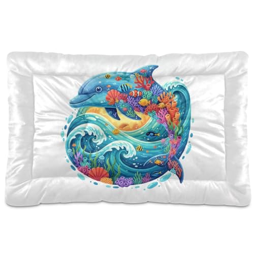 GuoChe Dolphin Ocean Collage, waschbares Hunde- und Katzenbett, weich, rutschfest, für große, mittelgroße und kleine Hunde, 91,4 x 61 cm GuoChe Dolphin Ocean Collage, waschbares Hunde- und Katzenbett, weich, rutschfest, für große, mittelgroße und kleine Hunde, 91,4 x 61 cm von GuoChe