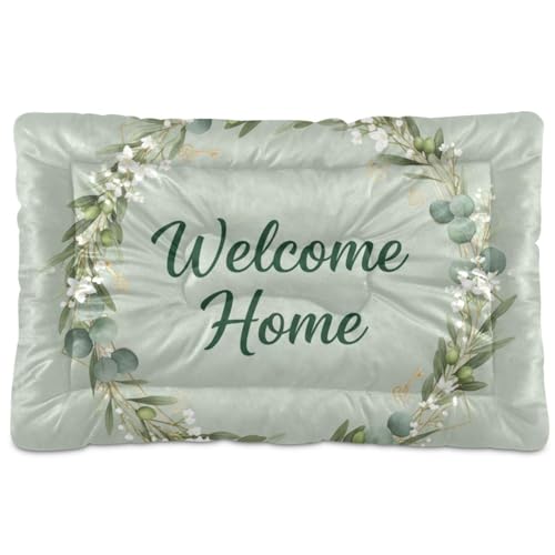 GuoChe Green Wreath Welcome Home waschbare Hunde-Schlafmatratze, rutschfest, weich, bequem, für mittelgroße und große Hunde, 91,4 x 61 cm GuoChe Green Wreath Welcome Home waschbare Hunde-Schlafmatratze, rutschfest, weich, bequem, für mittelgroße und große Hunde, 91,4 x 61 cm von GuoChe