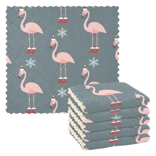 GuoChe Weihnachten Flamingo Mikrofaser Handtuch Hand Französisch Geschirrtücher Saugfähige Geschirrtücher Frottee Küche Handtücher von GuoChe