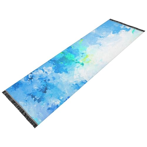 Läufer, waschbar, rutschfest, Quaste, Eingangsteppich für Flur, Eingang, Tür, Heimdekoration, unordentliche Farben, Blau Läufer, waschbar, rutschfest, Quaste, Eingangsteppich für Flur, Eingang, Tür, Heimdekoration, unordentliche Farben, Blau von GuoChe