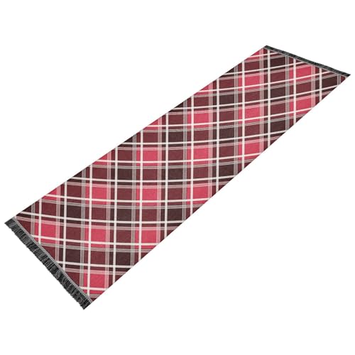 Läufer, waschbar, rutschfest, Quasten-Teppich, für Flur, Eingang, Tür, Heimdekoration, Argyle-Karot, Schottland-Rot Läufer, waschbar, rutschfest, Quasten-Teppich, für Flur, Eingang, Tür, Heimdekoration, Argyle-Karot, Schottland-Rot von GuoChe