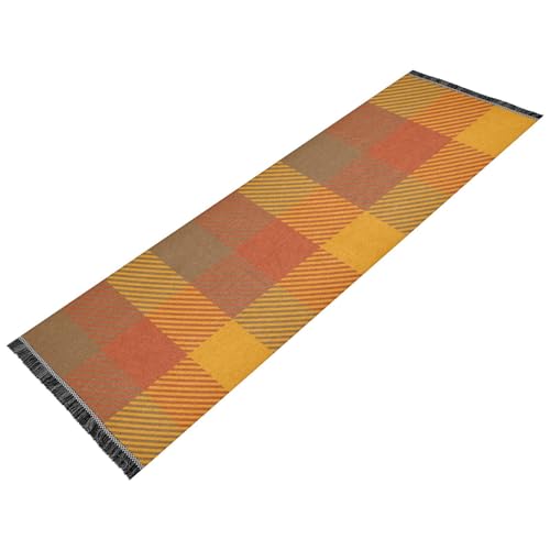 Läufer, waschbar, rutschfest, Quasten-Teppich für Flur, Eingang, Tür, Heimdekoration, Schottenkaro, Herbstkaro, Orange Läufer, waschbar, rutschfest, Quasten-Teppich für Flur, Eingang, Tür, Heimdekoration, Schottenkaro, Herbstkaro, Orange von GuoChe