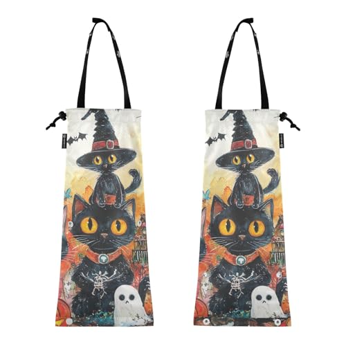 Mülleimer für Auto, wiederverwendbarer Müllbeutel für Auto, Müllsack für LKW, 2 Stück, Fahrzeug-Mülleimer, Hexe, Halloween, schwarze Katzenkunst Mülleimer für Auto, wiederverwendbarer Müllbeutel für Auto, Müllsack für LKW, 2 Stück, Fahrzeug-Mülleimer, Hexe, Halloween, schwarze Katzenkunst von GuoChe