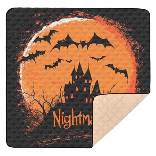 Nightmare Spielmatte für Halloween, Fledermaus und Schloss, groß, stabil, für drinnen und draußen, bequeme Spielzimmer-Aktivitätsmatte für Babys, Kleinkinder, 127 x 127 cm Nightmare Spielmatte für Halloween, Fledermaus und Schloss, groß, stabil, für drinnen und draußen, bequeme Spielzimmer-Aktivitätsmatte für Babys, Kleinkinder, 127 x 127 cm von GuoChe
