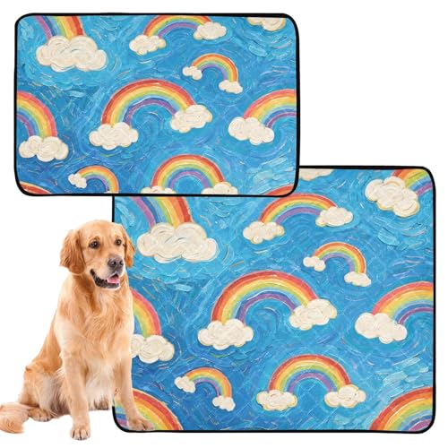 Uriniermatte für große Hunde, schmutzige Füße, waschbar, rutschfeste Bodenmatte für den Außenbereich, 50,8 x 61 cm, Regenbogenwolke, Blau, 3 Stück Uriniermatte für große Hunde, schmutzige Füße, waschbar, rutschfeste Bodenmatte für den Außenbereich, 50,8 x 61 cm, Regenbogenwolke, Blau, 3 Stück von GuoChe