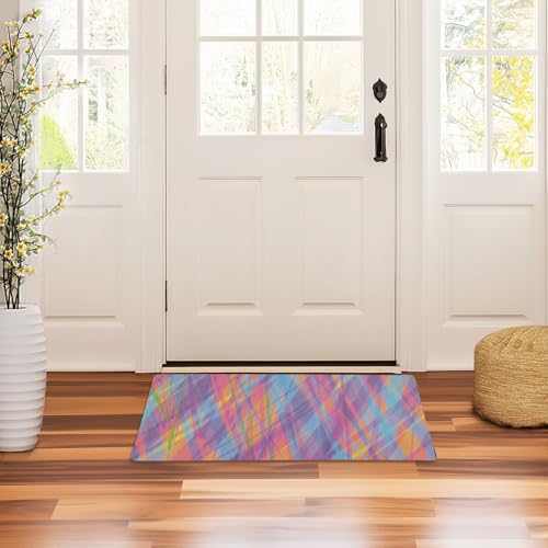 Welcome Fußmatte 81,3 x 50,8 cm, rutschfeste Gummi-Unterseite, extra Läufer, Teppiche für Treppen, Terrasse, Garage, Waschküche, Balkon, bunt gestreift von GuoChe