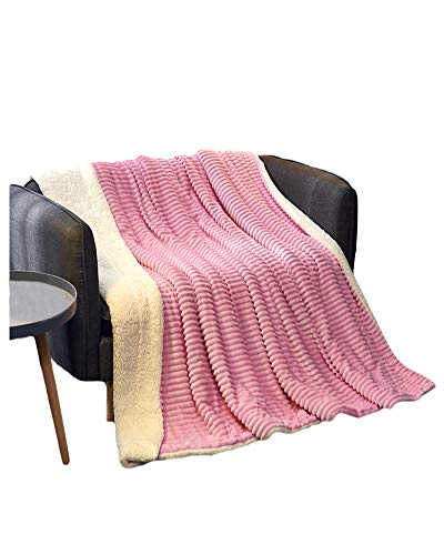 GUOCU Kuscheldecke Wohndecke Flauschige Tagesdecke Bettüberwurf Lammwolle Doppelte Dicke Decke Warm Mikrofaser Sofaüberwurf Sofadecke Fleecedecke Weich Nickerchendecke Flanell Decken Rosa 150 * 200CM von GUOCU