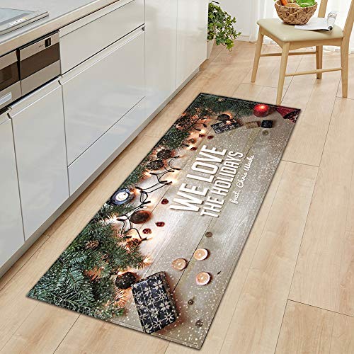 GUOCU Weihnachtsteppich Weihnachten Area Rug Türmatte Kurzflor Fußmatte rutschfeste Badteppiche Badematte Sofa Matte Plüsch Teppich fürs Wohnzimmer Schlafzimmer Küche Home Teppiche Decor 2 60x180CM von GUOCU