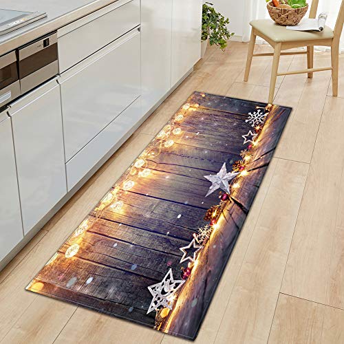 GUOCU Weihnachtsteppich Weihnachten Area Rug Türmatte Kurzflor Fußmatte rutschfeste Badteppiche Badematte Sofa Matte Plüsch Teppich fürs Wohnzimmer Schlafzimmer Küche Home Teppiche Decor 3 40x120CM von GUOCU