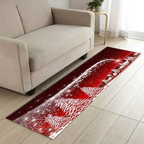 GUOCU Weihnachtsteppich Weihnachten Area Rug Türmatte Kurzflor Fußmatte rutschfeste Badteppiche Badematte Sofa Matte Plüsch Teppich fürs Wohnzimmer Schlafzimmer Küche Home Teppiche Decor A 60x180CM von GUOCU