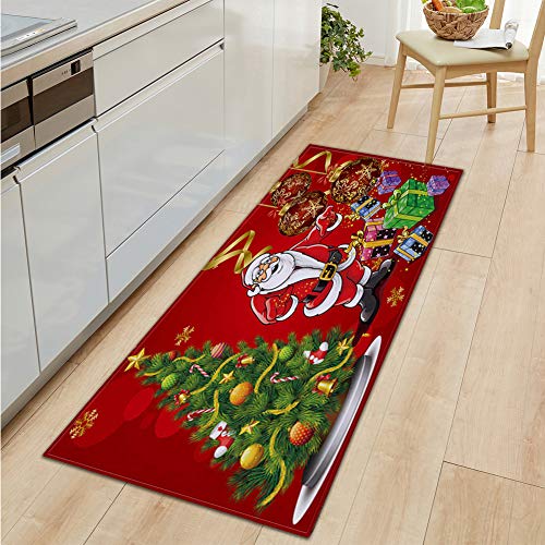 GUOCU Weihnachtsteppich Weihnachten Area Rug Türmatte Kurzflor Fußmatte rutschfeste Badteppiche Badematte Sofa Matte Plüsch Teppich fürs Wohnzimmer Schlafzimmer Küche Home Teppiche Decor O 60x180CM von GUOCU