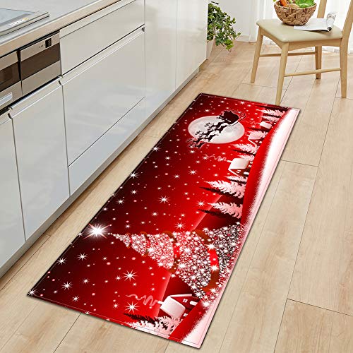 GUOCU Weihnachtsteppich Weihnachten Area Rug Türmatte Kurzflor Fußmatte rutschfeste Badteppiche Badematte Sofa Matte Plüsch Teppich fürs Wohnzimmer Schlafzimmer Küche Home Teppiche Decor R 40x120CM von GUOCU