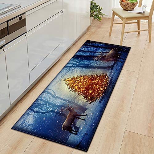 GUOCU Weihnachtsteppich Weihnachten Area Rug Türmatte Kurzflor Fußmatte rutschfeste Badteppiche Badematte Sofa Matte Plüsch Teppich fürs Wohnzimmer Schlafzimmer Küche Home Teppiche Decor T 60x180CM von GUOCU