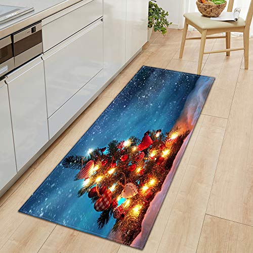 GUOCU Weihnachtsteppich Weihnachten Area Rug Türmatte Kurzflor Fußmatte rutschfeste Badteppiche Badematte Sofa Matte Plüsch Teppich fürs Wohnzimmer Schlafzimmer Küche Home Teppiche Decor U 60x180CM von GUOCU