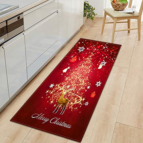 GUOCU Weihnachtsteppich Weihnachten Area Rug Türmatte Kurzflor Fußmatte rutschfeste Badteppiche Badematte Sofa Matte Plüsch Teppich fürs Wohnzimmer Schlafzimmer Küche Home Teppiche Decor V 60x180CM von GUOCU