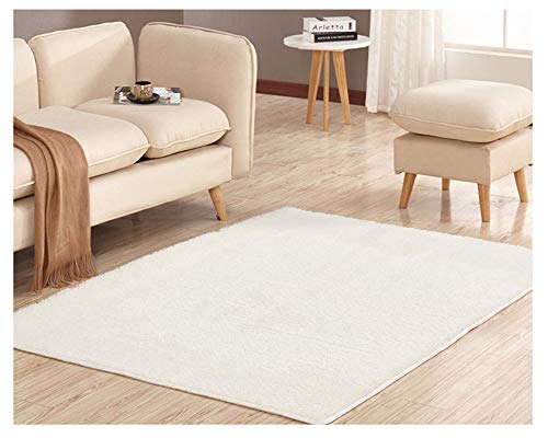 Super weich Touch Hochflor Teppiche Modern & Flauschig,Flächenteppich für Schlafzimmer Babyzimmer Wohnzimmer Beige Weiß 120 * 200cm von GUOCU