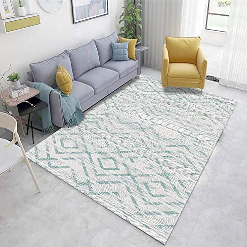 Teppich Wohnzimmer Schlafzimmer Kurzflor Modern Marokkanisch Geometrisch Dreiecke Gitter Muster Teppiche 3D Vortex Illusion Teppich rutschfeste Bodenmatte Sofa Matte Bettvorleger K 50x80CM von GUOCU