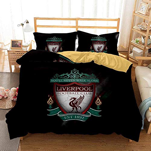 GuoDamei Bettwäsche Set Liverpool F.C. 135x200 cm Mikrofaser Bedding 1 Bettbezug mit Reißverschluss und 1 Kissenbezüge 80 x 80 cm,Weiche Flauschige von GuoDamei