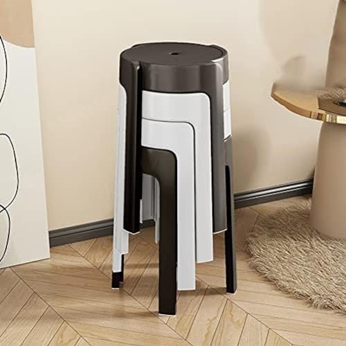 Stapelbarer Kunststoffhocker, 4er-Set, 18,11 Zoll Höhe, runder stapelbarer Stuhl, unterstützt 881 Pfund, für drinnen und draußen, A von GuoHuiAMZ