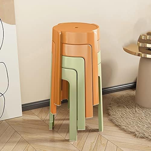 Stapelbarer Kunststoffhocker, 4er-Set, 18,11 Zoll Höhe, runder stapelbarer Stuhl, unterstützt 881 Pfund, für drinnen und draußen, C von GuoHuiAMZ