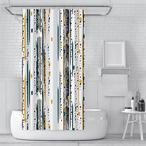 Duschvorhang Anti-Schimmel 120x150cm Schwarz-weiße Tintenzeichnung Duschvorhäng Waschbar Textil Bad Vorhang,3D Shower Curtains Antibakteriell Stoff,Badewanne Duschvorhang mit 12 Duschvorhängeringen von Guofuos