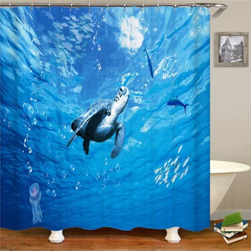 Duschvorhang Anti-Schimmel 120x160cm Meeresschildkröte Duschvorhäng Waschbar Textil Bad Vorhang,3D Shower Curtains Polyester Antibakteriell Stoff,Badewanne Duschvorhang mit 12 Duschvorhängeringen Duschvorhang Anti-Schimmel 120x160cm Meeresschildkröte Duschvorhäng Waschbar Textil Bad Vorhang,3D Shower Curtains Polyester Antibakteriell Stoff,Badewanne Duschvorhang mit 12 Duschvorhängeringen von Guofuos