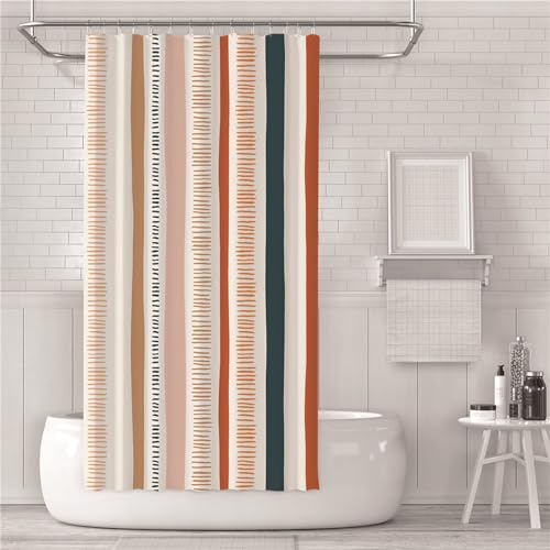 Guofuos Duschvorhang 300x190cm Abstrakte farbige Linien Duschvorhäng Waschbar Textil Bad Vorhang,3D Shower Curtains Polyester Antibakteriell Stoff,Badewanne Duschvorhang mit Duschvorhängeringen von Guofuos