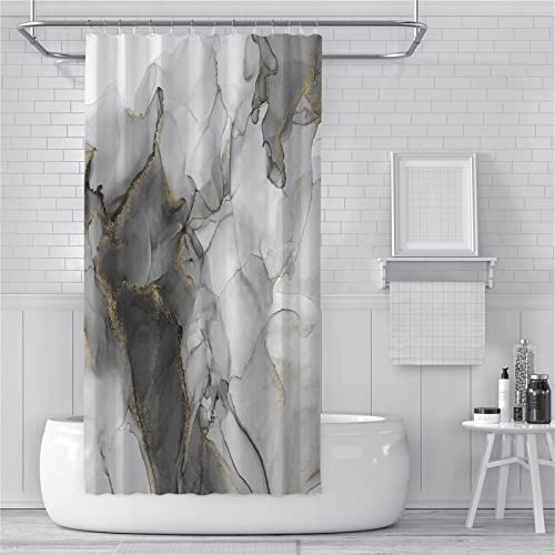 Guofuos Duschvorhang Anti-Schimmel 180x180cm Graue Textur Duschvorhäng Waschbar Textil Bad Vorhang,3D Shower Curtains Polyester Antibakteriell Stoff,Badewanne Duschvorhang mit 12 Duschvorhängeringen von Guofuos