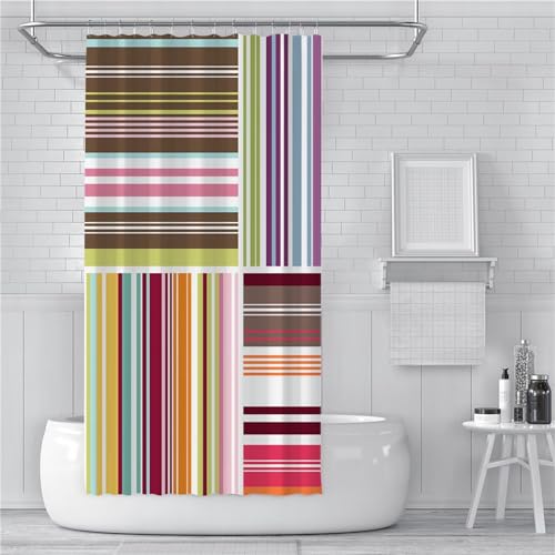 Guofuos Duschvorhang Anti-Schimmel 250x150cm Farbpuzzle Duschvorhäng Waschbar Textil Bad Vorhang,3D Shower Curtains Polyester Antibakteriell Stoff,Badewanne Duschvorhang mit 12 Duschvorhängeringen von Guofuos