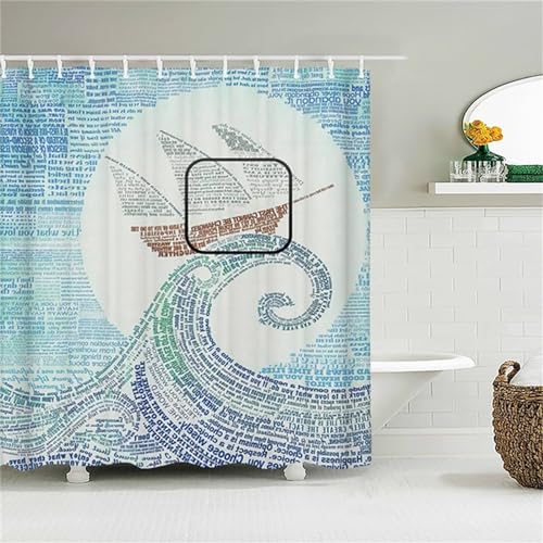 Guofuos Duschvorhang Surf-Segelboot 180x160cm Duschvorhäng Anti Schimmel,Wasserabweisend Stoff Duschrollo Waschbar,3D Draussen Bad Vorhang Schnell Trocknend,Badewanne Badezimmer Decor Vorhänge von Guofuos