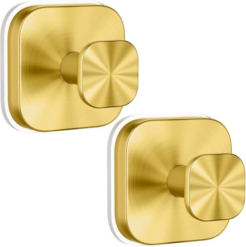 Guojanfon Saugnapfhaken für Dusche, Edelstahl Saughaken für Badezimmer, abnehmbare Handtuchhaken für Küchenwand, Glas, Spiegel, Fliesen, Looafh Haken zum Aufhängen, 2 Stück, Gold Guojanfon Saugnapfhaken für Dusche, Edelstahl Saughaken für Badezimmer, abnehmbare Handtuchhaken für Küchenwand, Glas, Spiegel, Fliesen, Looafh Haken zum Aufhängen, 2 Stück, Gold von Guojanfon