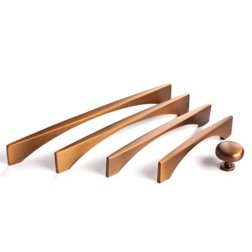 Guolich 2 Stück Lochmitten 5 Zoll (128 mm) Küchenschubladengriff Türgriffe Griffe aus Zinklegierung Moderne Braune Messingbeschläge für Kleiderschrank Badezimmer Kommode von Guolich