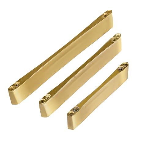 Guolich 2 Stück Lochmitten 5 Zoll (128 mm) Küchenschubladengriff Türgriffe Griffe aus Zinklegierung Moderne Beschläge aus gebürstetem Messing in Gold für Kleiderschrank, Badezimmer, Kommode von Guolich