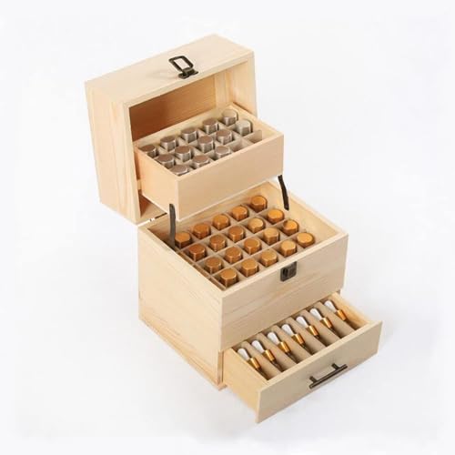 Guolich Aufbewahrungsbox für ätherische Öle aus Holz für ätherische Öle, Ständer, Halter für 15-ml-Flaschen, Nagellack-Sammlung. (59-Steckplatz) von Guolich