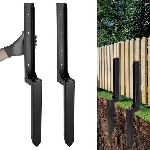 Guolich 2 Stück Einschlagbodenhülse Pfostenträger, Einschlaghülse/Pfostenanker Set in Rostfreier Stahl, Zaunpfosten-Reparaturset, Feste Anker Bodennägel zur Reparatur oder Verstärkung von Hölzernen von Guolich