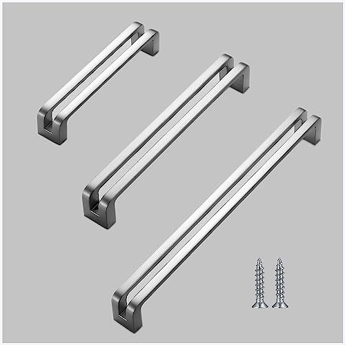 Guolich 2-Stück Schrankgriff, Küchentürgriff, Möbelgriff, Türgriff für Home Kitchen Office Möbel, Nachttische, Kommoden, Schränke, Schranktürgriffe (Silber, Lochabstand 192MM) von Guolich