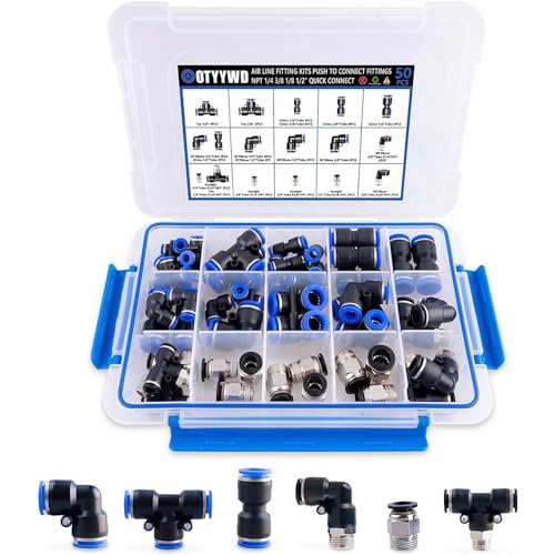 Guolich 50 Stück Steckverschraubung Pneumatik Steckverbinder Push In ，Steckverbinder,Pneumatische Fittings Push in Schnellkupplung Verbinder für Luft Wasser Schlauchanschluss1/4", 1/8", 1/2", 3/8" von Guolich