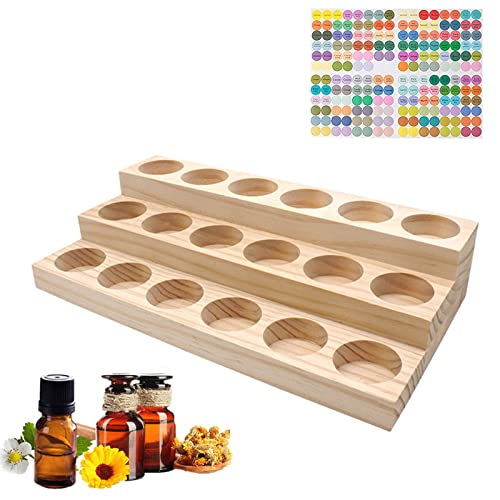 Guolich Aufbewahrungsbox aus Holz für ätherische Öle (5-15ml) zur Aufbewahrung von ätherischen Ölen, Parfüms, Nagellack und Anderen Kleinen Gegenständen (3-Lagen mit 18-Schlitzen) von Guolich