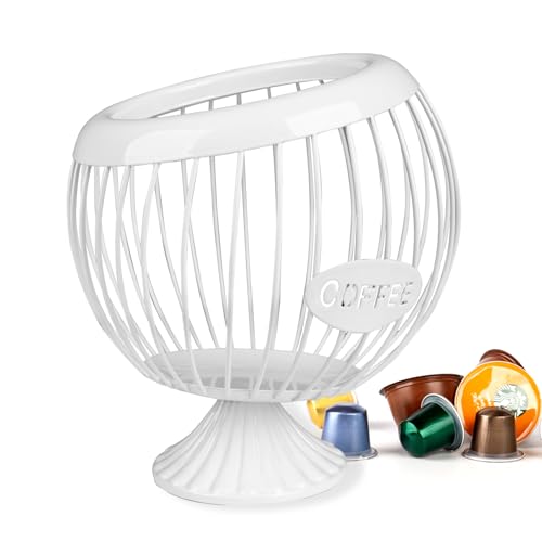 Guolich Kaffeekapselkorb,Kaffeepads Aufbewahrung,Kaffeekapseln Aufbewahrung,Metalldrahtbecher Kaffeekorb,Affeekorb,Zur Aufbewahrung Von Kaffeekapseln und Früchten für Theke und Kaffeebar (Weiß) von Guolich